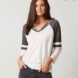 BKE eased fit straps v-neck raglan top from Buckle
